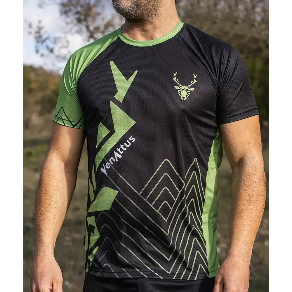 Camiseta Running Pro JANO Hombre - Negro-Verde – Venattus