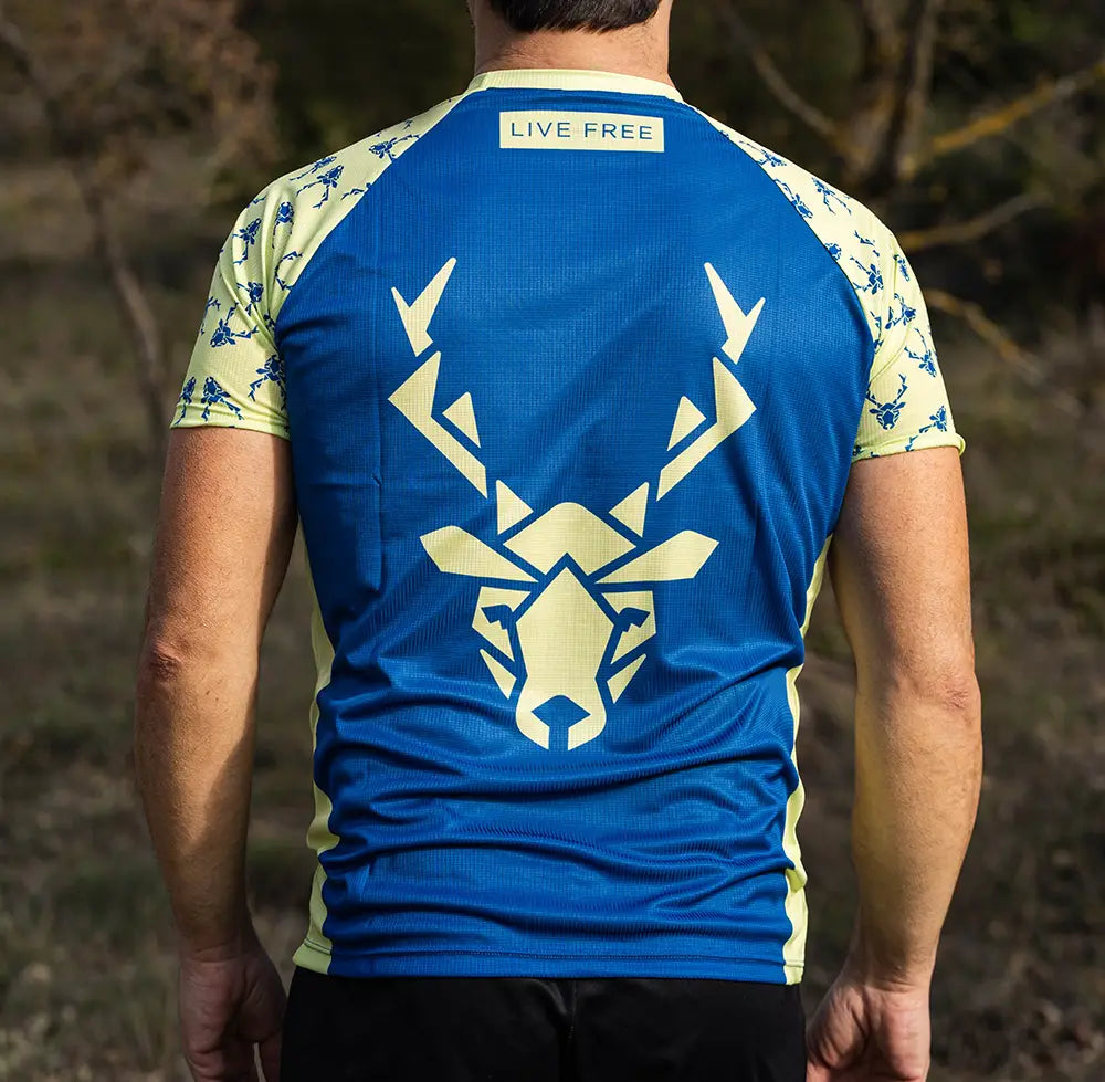 Camiseta técnica Pro GÜIN-GÜIN de Running - Azul/Amarillo Unisex